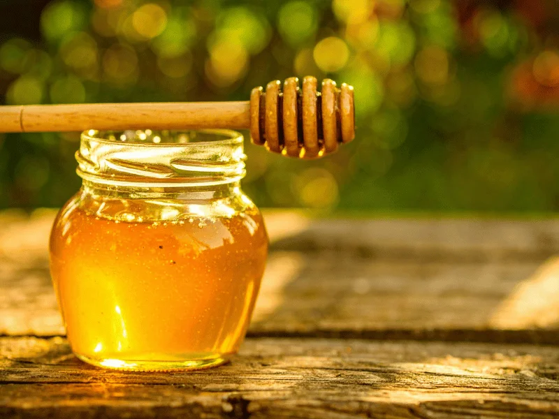 Golden Nectar Jar with Wooden Dipper