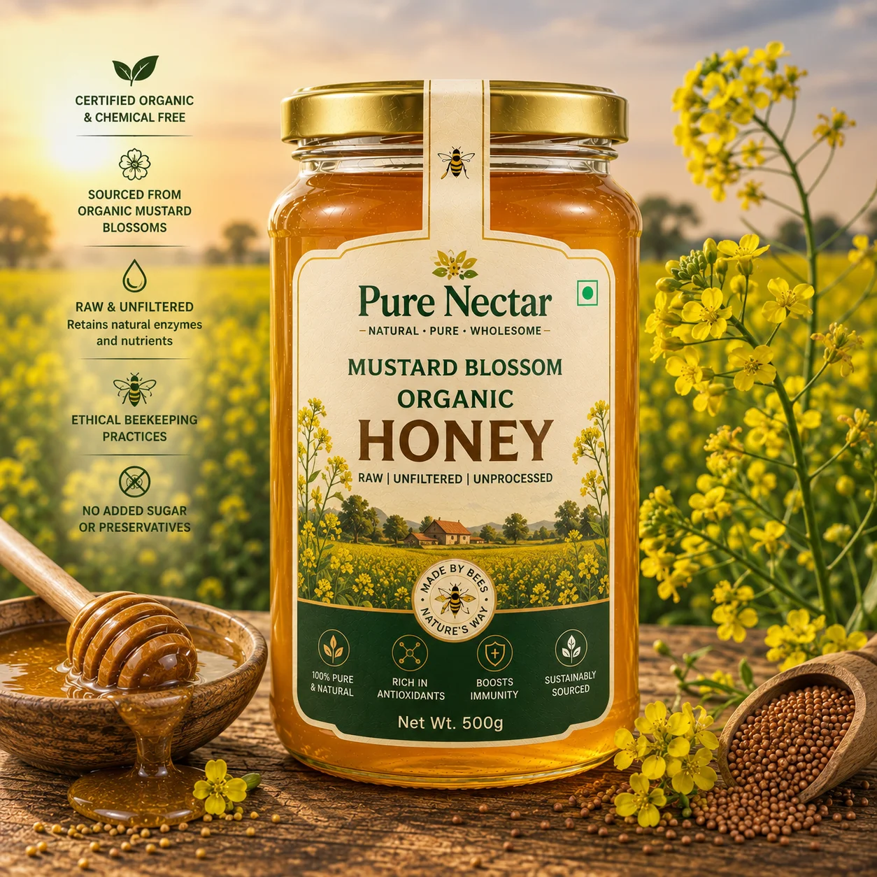 Mustard Blossom Organic Honey
