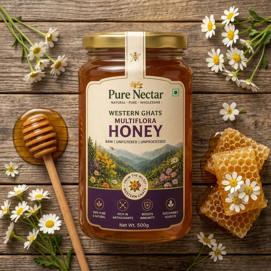 Western Ghats Multiflora Honey Flat Lay